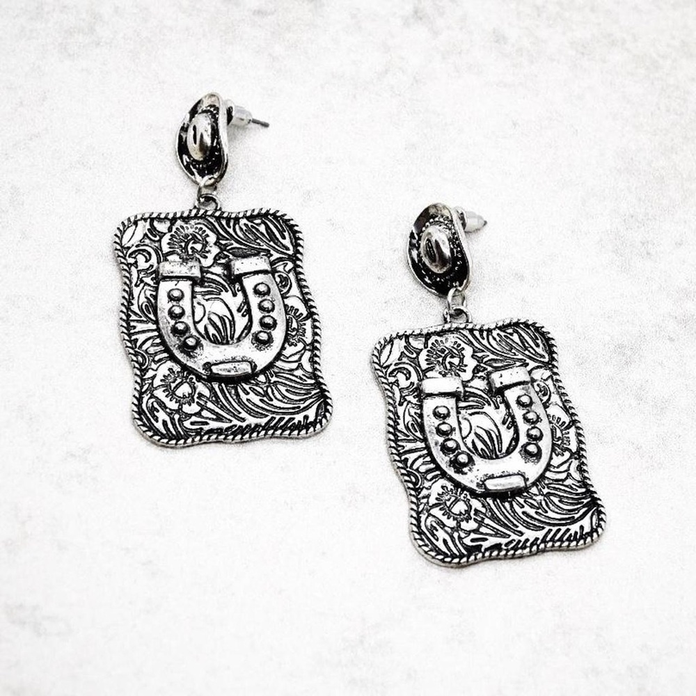 Belt Buckle Statement Earrings